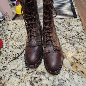 Laredo Chestnut Leather Fringe Boots